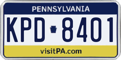 PA license plate KPD8401