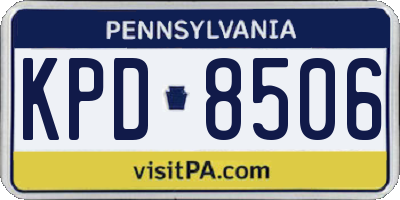 PA license plate KPD8506