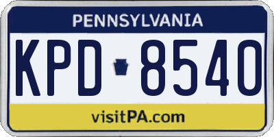PA license plate KPD8540