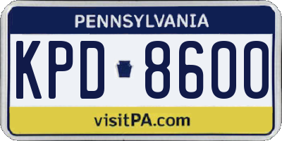 PA license plate KPD8600