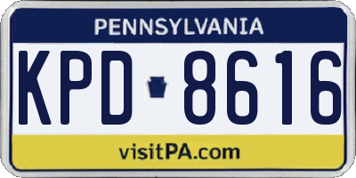 PA license plate KPD8616