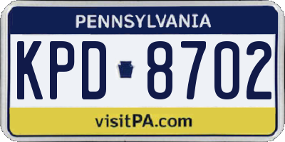 PA license plate KPD8702