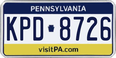 PA license plate KPD8726