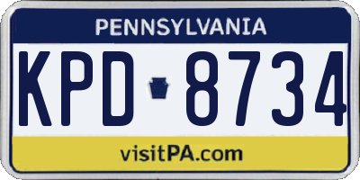 PA license plate KPD8734