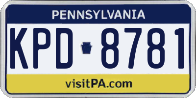 PA license plate KPD8781