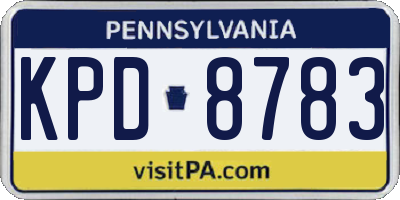 PA license plate KPD8783
