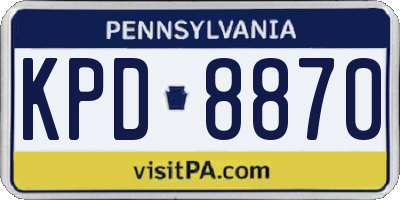 PA license plate KPD8870