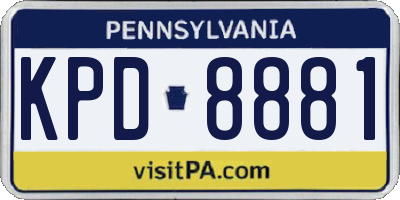 PA license plate KPD8881