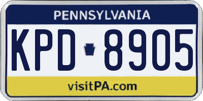 PA license plate KPD8905