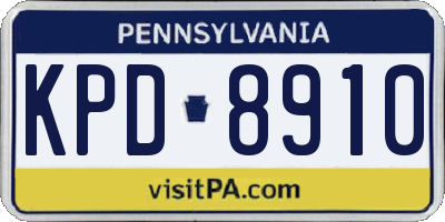 PA license plate KPD8910