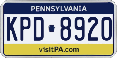 PA license plate KPD8920