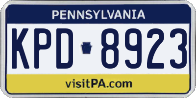 PA license plate KPD8923