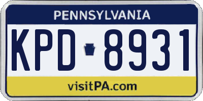 PA license plate KPD8931