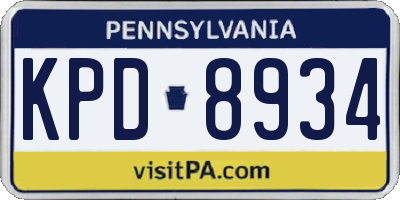 PA license plate KPD8934