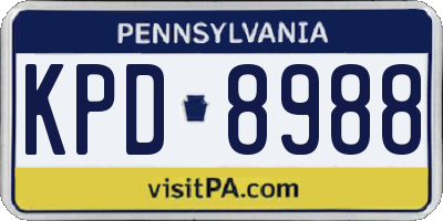 PA license plate KPD8988