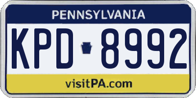 PA license plate KPD8992