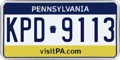 PA license plate KPD9113