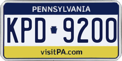 PA license plate KPD9200
