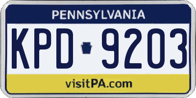 PA license plate KPD9203