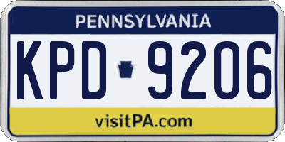 PA license plate KPD9206