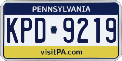 PA license plate KPD9219