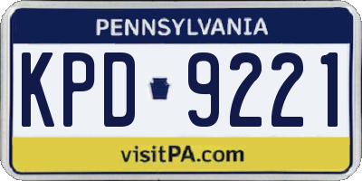 PA license plate KPD9221