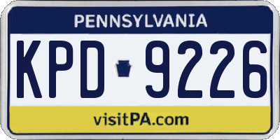 PA license plate KPD9226