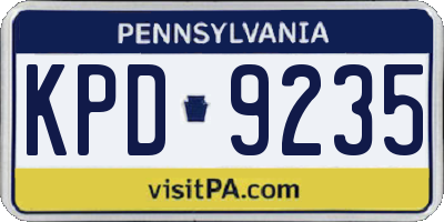 PA license plate KPD9235