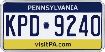 PA license plate KPD9240