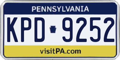 PA license plate KPD9252