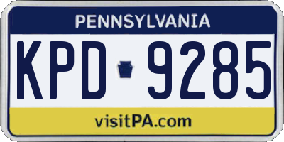 PA license plate KPD9285