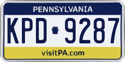 PA license plate KPD9287