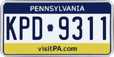 PA license plate KPD9311