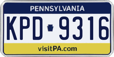 PA license plate KPD9316