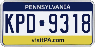 PA license plate KPD9318