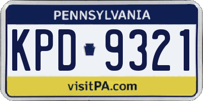 PA license plate KPD9321