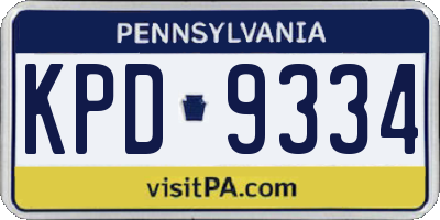 PA license plate KPD9334