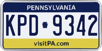 PA license plate KPD9342