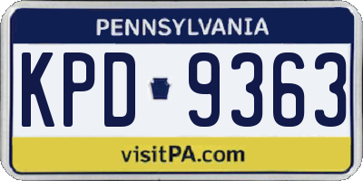 PA license plate KPD9363
