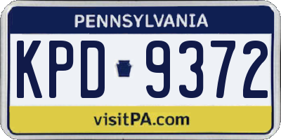 PA license plate KPD9372