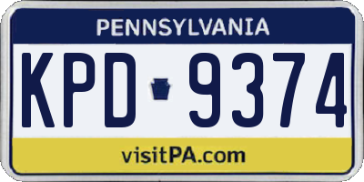 PA license plate KPD9374