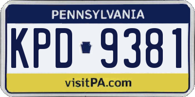 PA license plate KPD9381