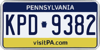 PA license plate KPD9382