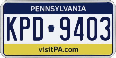 PA license plate KPD9403