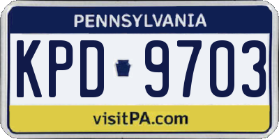PA license plate KPD9703