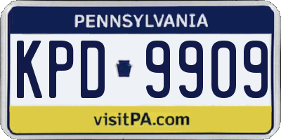 PA license plate KPD9909