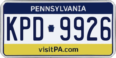 PA license plate KPD9926