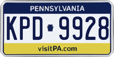 PA license plate KPD9928