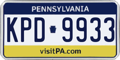 PA license plate KPD9933