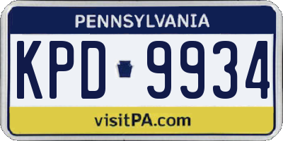 PA license plate KPD9934